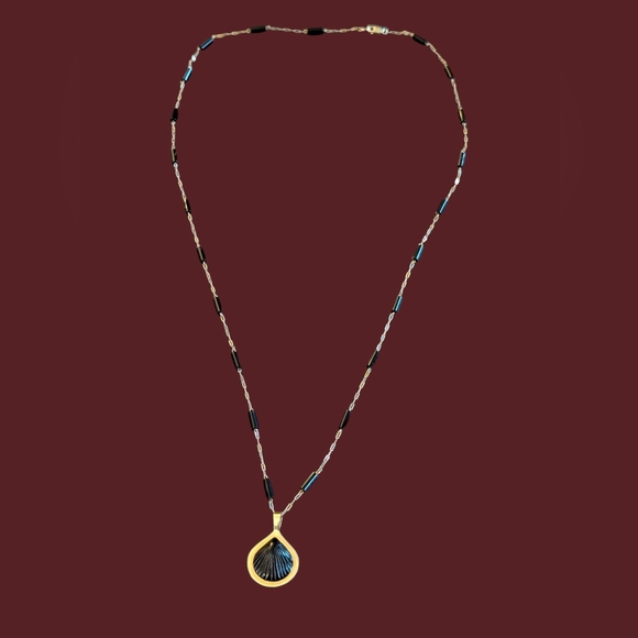 Bernard K. Passman #4 18K Black Coral Seashell Pendant 14K Chain Replaced Clasp - Picture 10 of 13